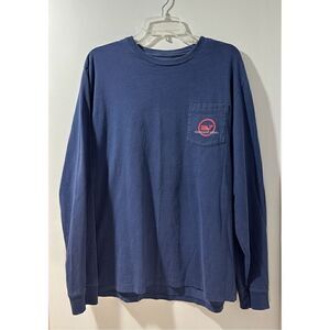 Vineyard Vines men’s long sleeve blue t-shirt with pocket, size L. #36-0907